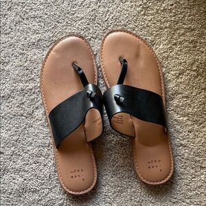 Black and Tan Faux Leather Sandals